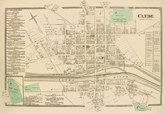 Historic City Map - Clyde City New York - Beers 1874 - 23 x 33.34 - Vintage Wall Art