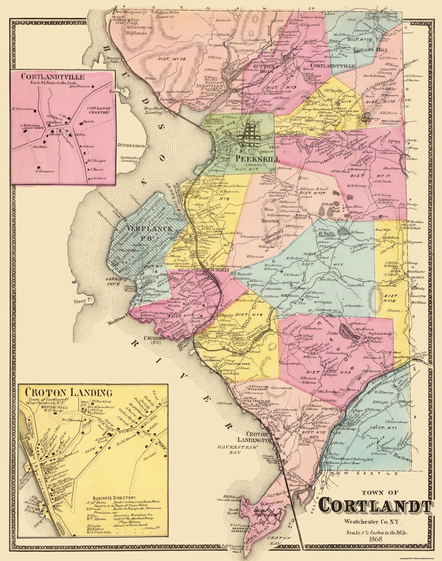 Historic City Map - Cortlandt New York - Beers 1868 - 23 x 29.19 - Vintage Wall Art