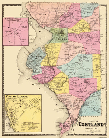 Historic City Map - Cortlandt New York - Beers 1868 - 23 x 29.19 - Vintage Wall Art