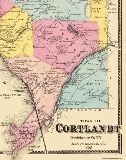 Historic City Map - Cortlandt New York - Beers 1868 - 23 x 29.19 - Vintage Wall Art