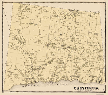 Historic City Map - Constantia New York - Stone 1867 - 23 x 26.14 - Vintage Wall Art