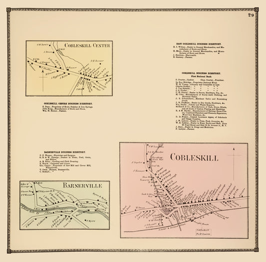 Historic City Map - Cobleskill Bannerville New York - Beers 1866 - 23 x 23.29 - Vintage Wall Art