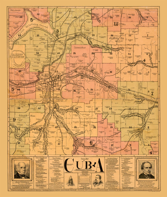 Historic City Map - Cuba New York - Minard 1901 - 23 x 27.05 - Vintage Wall Art