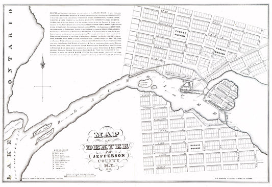 Historic City Map - Dexter New York - Denison 1836 - 33.49 x 23 - Vintage Wall Art