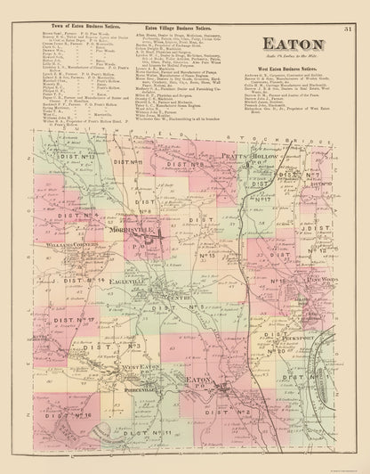 Historic City Map - Eaton New York - Whitman 1875 - 23 x 29.40 - Vintage Wall Art