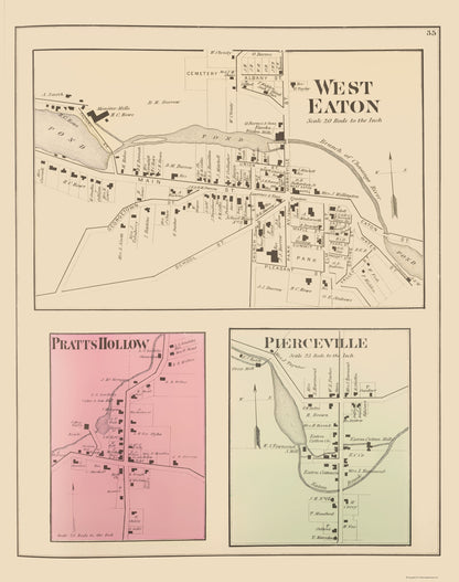 Historic City Map - West Eaton New York - Whitman 1875 - 23 x 29.13 - Vintage Wall Art