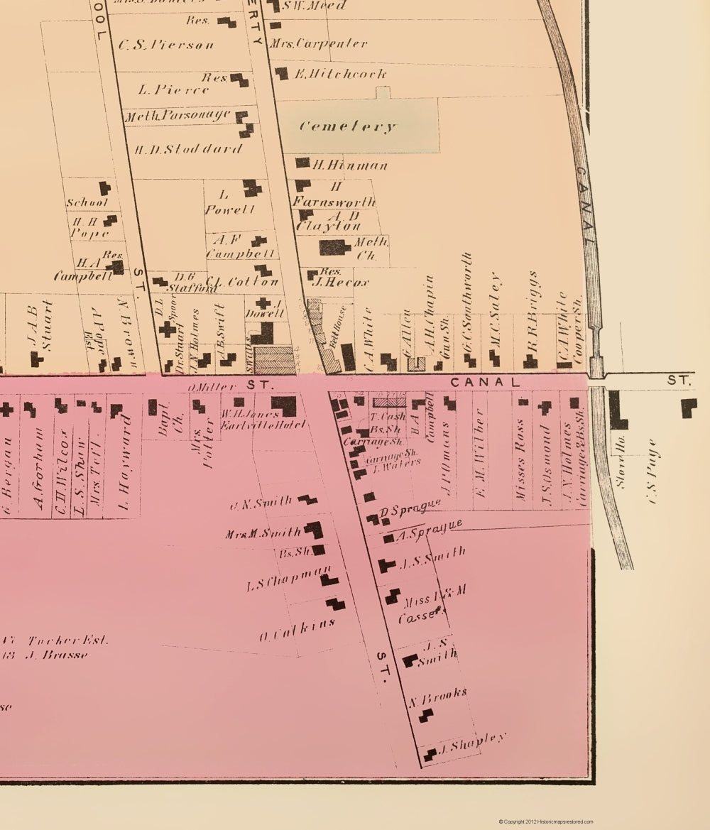 Historic City Map - Earlville New York - Whitman 1875 - 23 x 26.90 - Vintage Wall Art