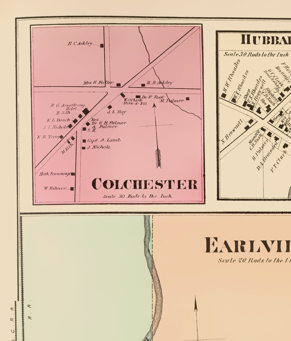 Historic City Map - Earlville New York - Whitman 1875 - 23 x 26.90 - Vintage Wall Art