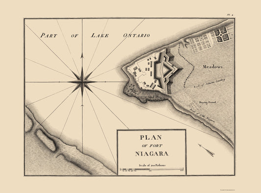 Historic City Map - Fort Niagara New York Plan - Collot 1796 - 23 x 31.14 - Vintage Wall Art