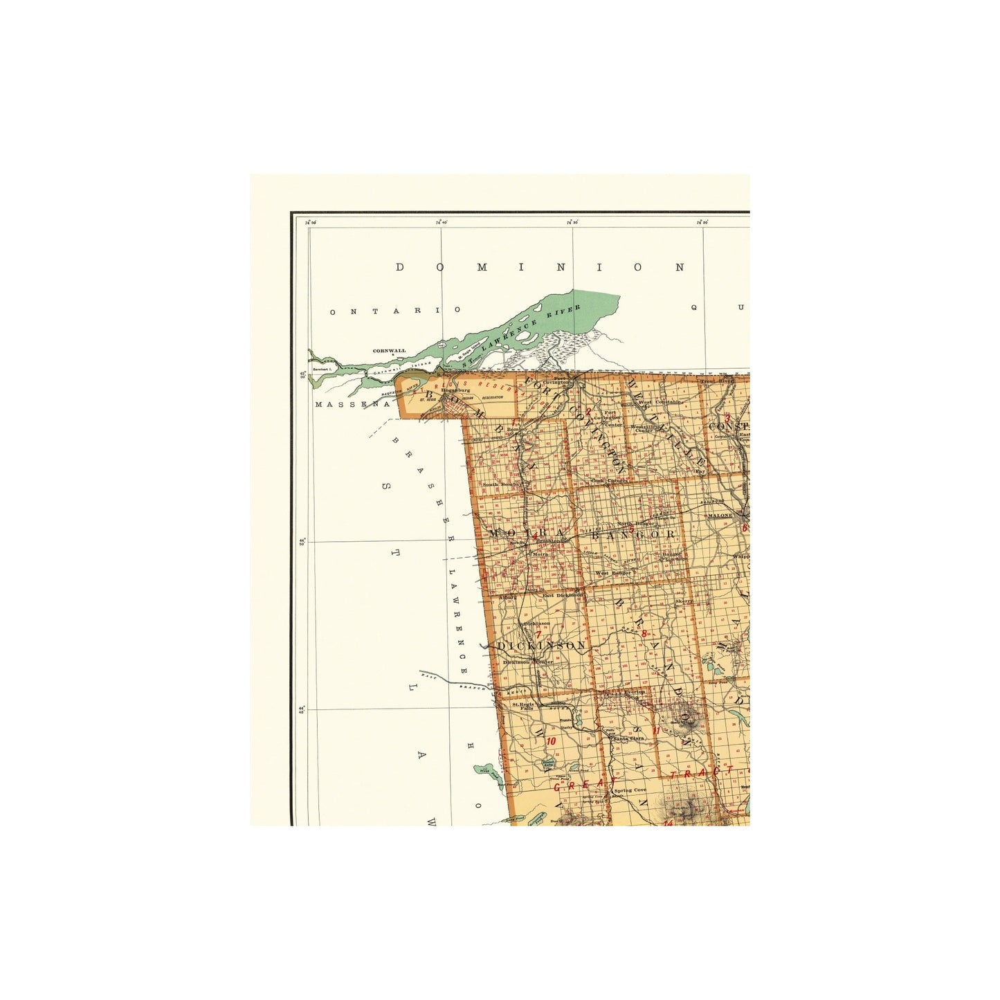 Historic County Map - Franklin County New York - Bien 1895 - 23 x 30