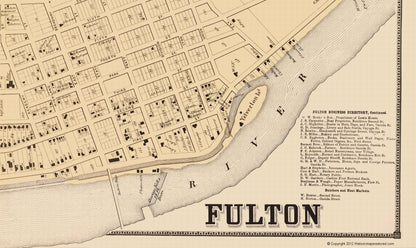 Historic City Map - Fulton New York - Stone 1866 - 23 x 38.57 - Vintage Wall Art