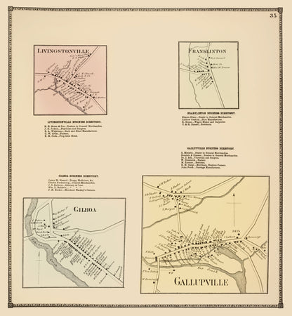 Historic City Map - Gallupville New York - Beers 1866 - 23 x 24.87 - Vintage Wall Art