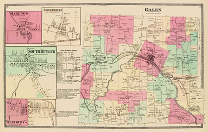 Historic City Map - Galen New York - Beers 1874 - 23 x 36.12 - Vintage Wall Art