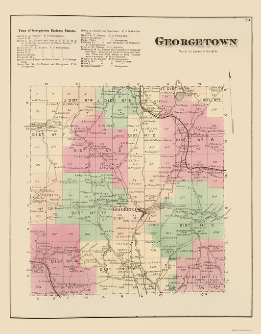 Historic City Map - Georgetown New York - Whitman 1875 - 23 x 29.41 - Vintage Wall Art