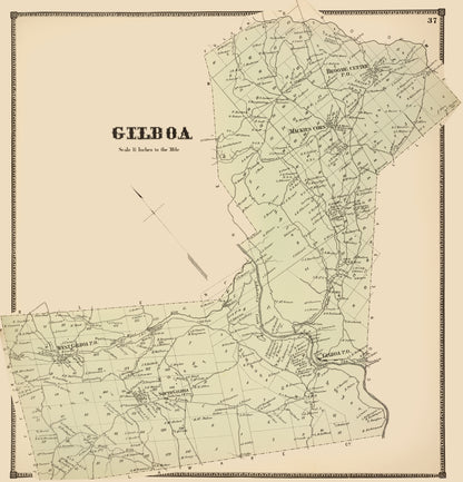 Historic City Map - Gilboa New York - Stone 1866 - 23 x 23.92 - Vintage Wall Art