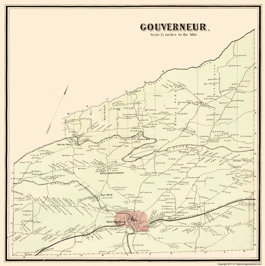 Historic City Map - Gouverneur New York - Stone 1865 - 23 x 23.09 - Vintage Wall Art