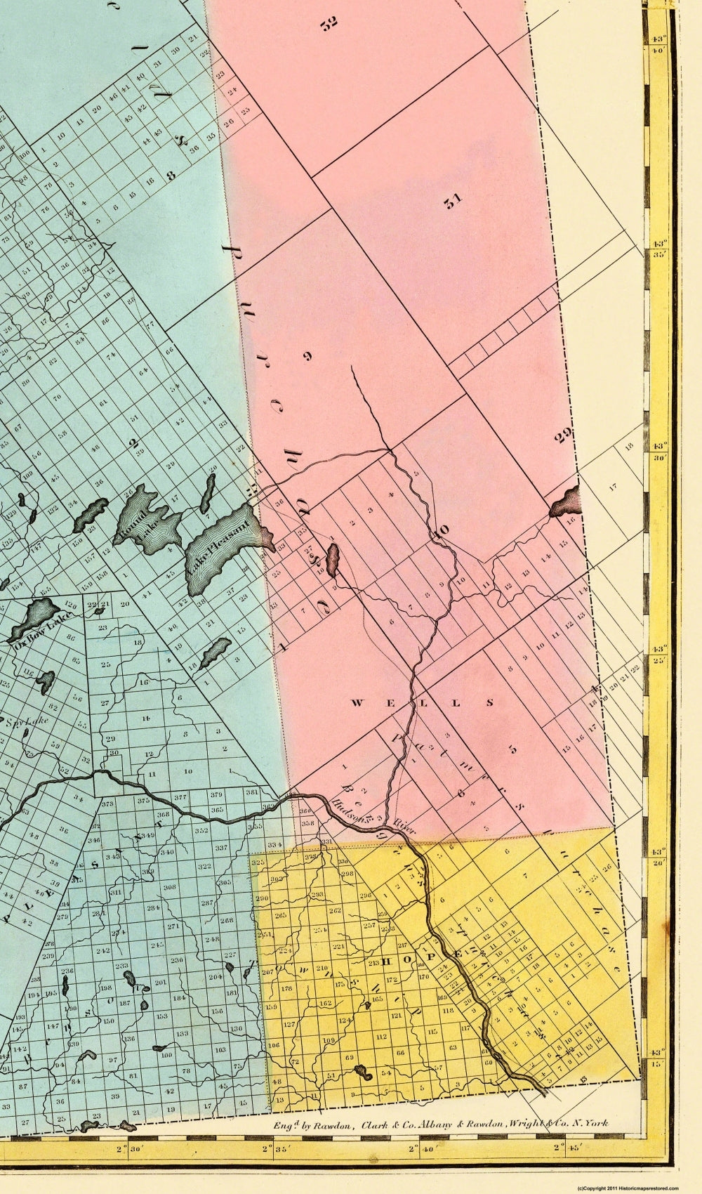 Historic County Map - Hamilton County New York - Burr 1829 - 23 x 39.13 - Vintage Wall Art