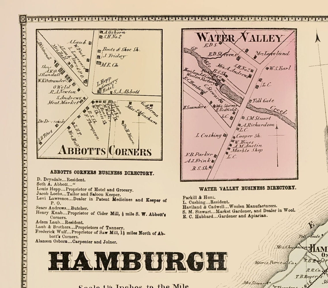 Historic City Map - Hamburgh New York - Stone 1866 - 23 x 26.15 - Vintage Wall Art