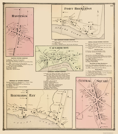 Historic City Map - Hastings New York - Stone 1867 - 23 x 26.17 - Vintage Wall Art