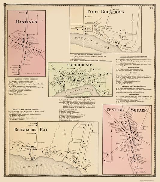 Historic City Map - Hastings New York - Stone 1867 - 23 x 26.17 - Vintage Wall Art