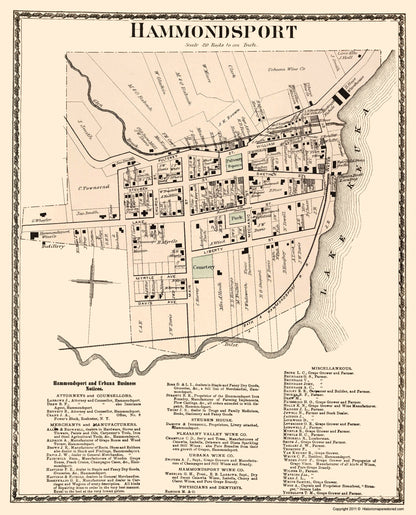 Historic City Map - Hammondsport New York - Beers 1873 - 23 x 28.45 - Vintage Wall Art