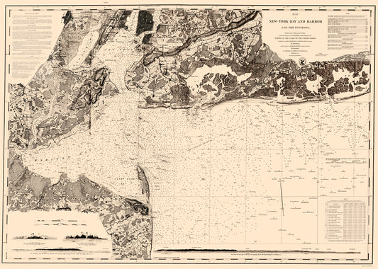 Historic Nautical Map - New York Bay Harbor - USCS 1845 - 23 x 32.26 - Vintage Wall Art