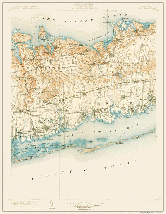 Topographical Map - Islip New York Quad - USGS 1904 - 23 x 29.61 - Vintage Wall Art