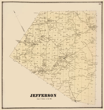 Historic City Map - Jefferson New York - Stone 1866 - 23 x 24.31 - Vintage Wall Art