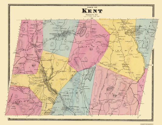 Historic City Map - Kent New York - Beers 1868 - 29.88 x 23 - Vintage Wall Art