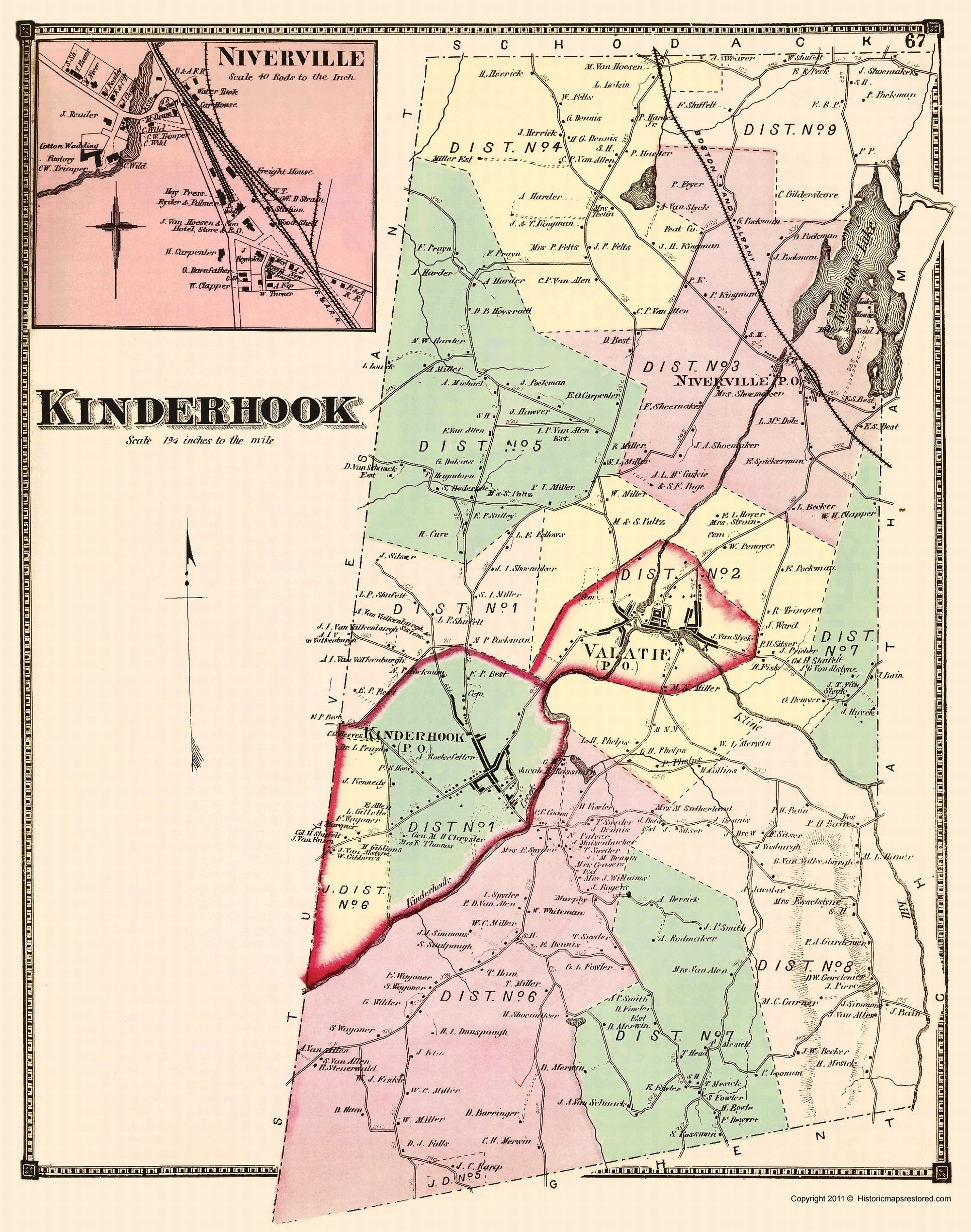 Historic City Map - Kinderhook New York - Beers 1873 - 23 x 29.18 - Vi ...