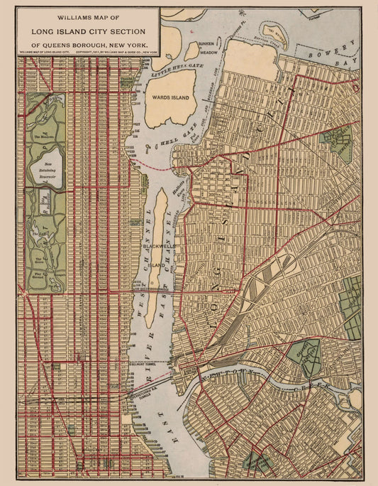 Historic City Map - Long Island New York - Williams 1911 - 23 x 29.51 - Vintage Wall Art