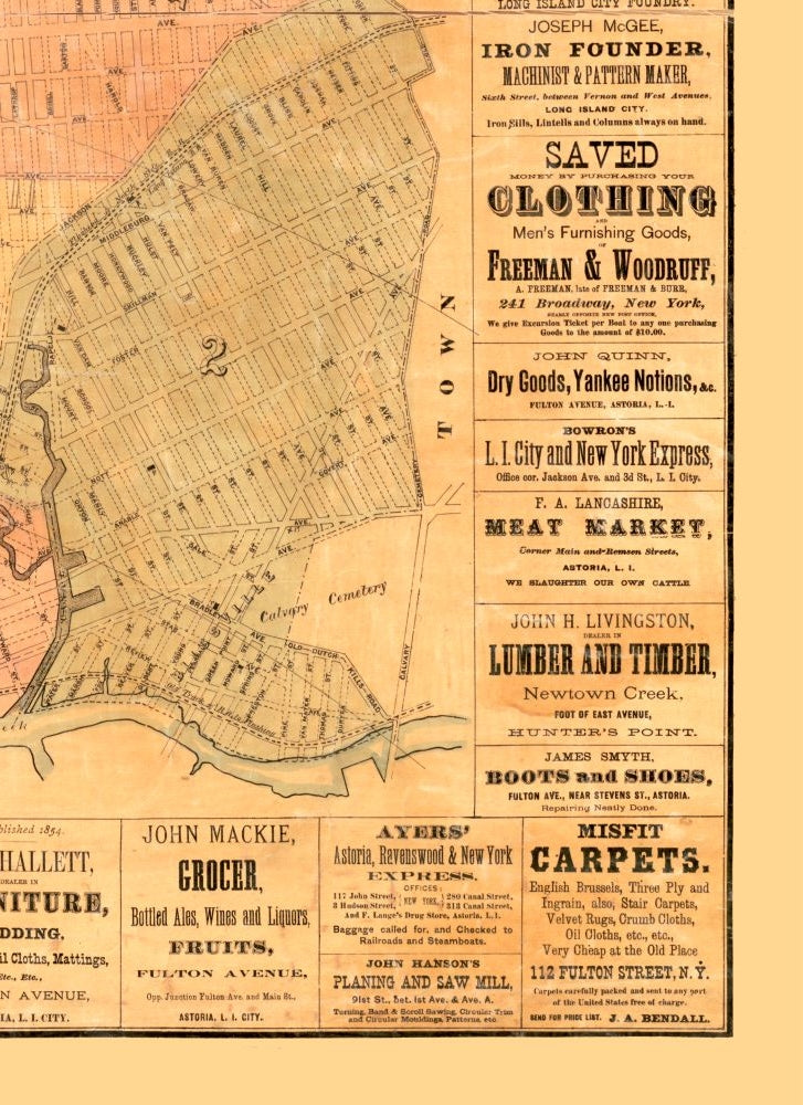 Historic City Map - Long Island New York - Whitney 1876 - 23 x 31.63 - Vintage Wall Art