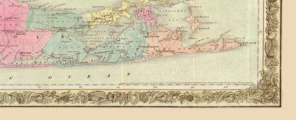 Historic City Map - Long Island New York - Colton 1857 - 56.59 x 23 - Vintage Wall Art