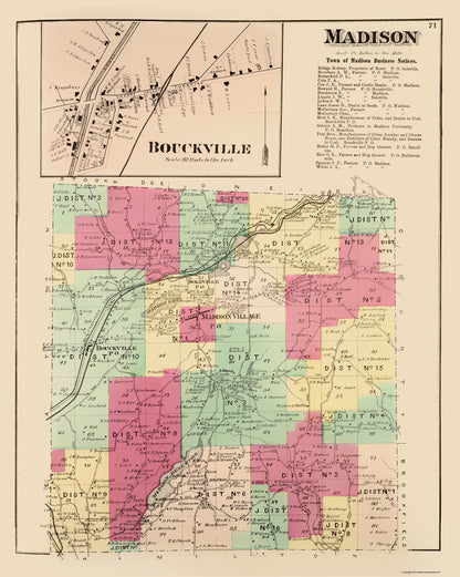 Historic City Map - Madison New York - Whitman 1875 - 23 x 28.81 - Vintage Wall Art