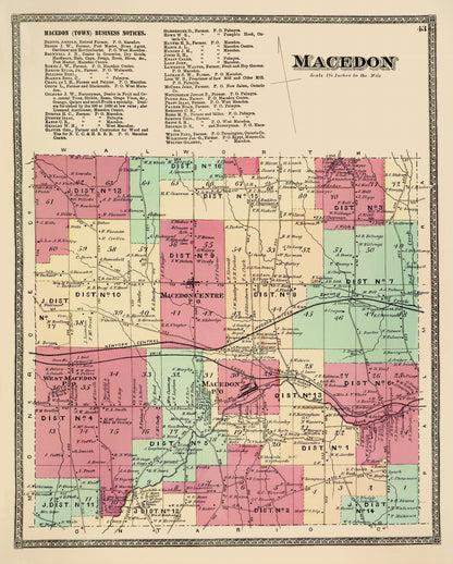 Historic City Map - Macedon New York - Beers 1874 - 23 x 28.62 - Vintage Wall Art