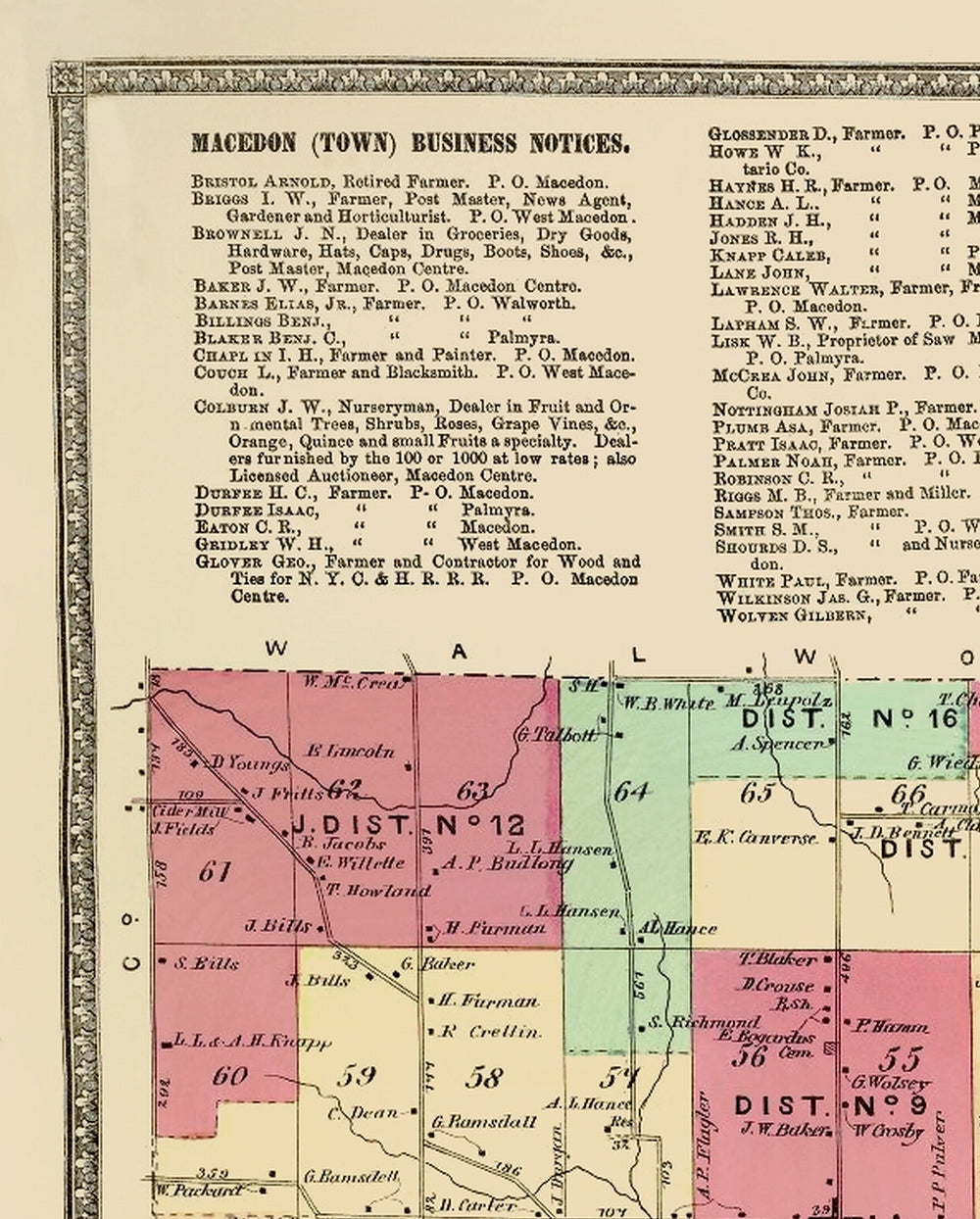 Historic City Map - Macedon New York - Beers 1874 - 23 x 28.62 - Vintage Wall Art