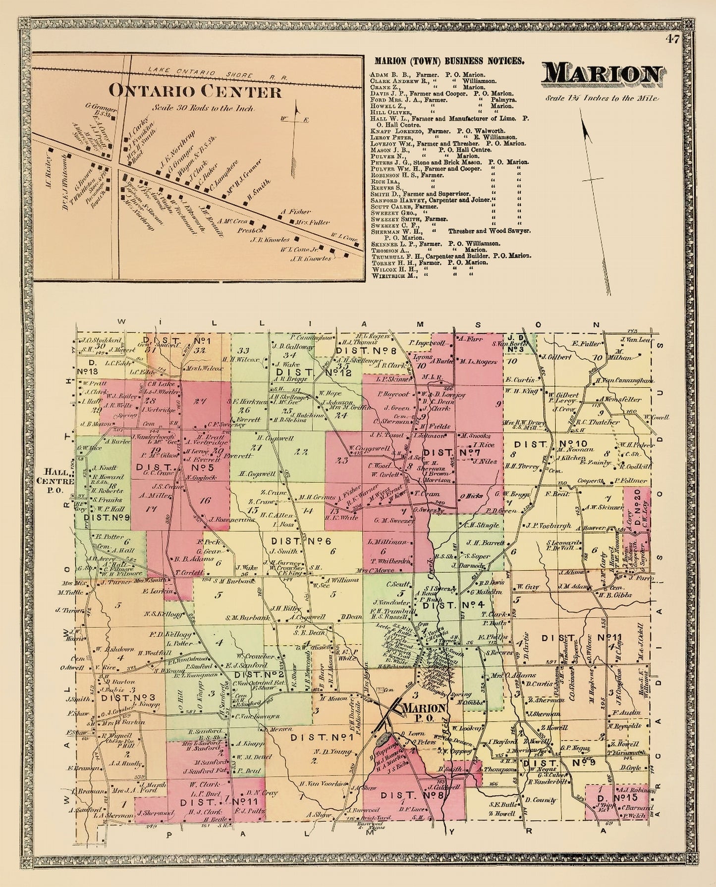 Historic City Map - Marion New York - Beers 1874 - 23 x 28.50 - Vintage Wall Art