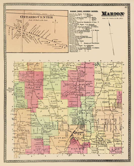 Historic City Map - Marion New York - Beers 1874 - 23 x 28.50 - Vintage Wall Art