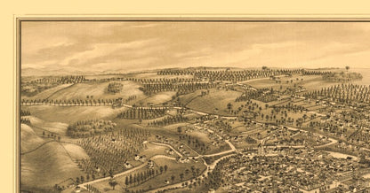 Historic Panoramic View - Malone New York - Burleigh 1886 - 43.81 x 23 - Vintage Wall Art
