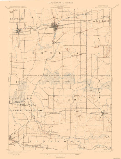 Topographical Map - Medina New York Quad - USGS 1897 - 23 x 30.06 - Vintage Wall Art