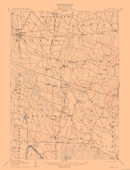 Topographical Map - Mexico New York Quad - USGS 1905 - 23 x 30.03 - Vintage Wall Art