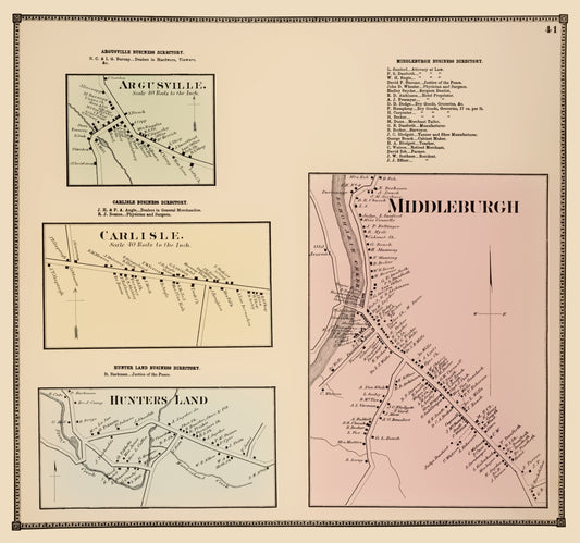 Historic City Map - Middleburgh New York - Beers 1866 - 23 x 24.57 - Vintage Wall Art