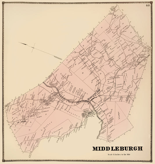 Historic City Map - Middleburgh New York - Stone 1866 - 23 x 24.31 - Vintage Wall Art