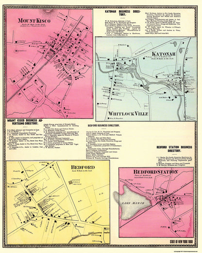 Historic City Map - Mount Kisco New York - Beers 1868 - 23 x 28.88 - Vintage Wall Art