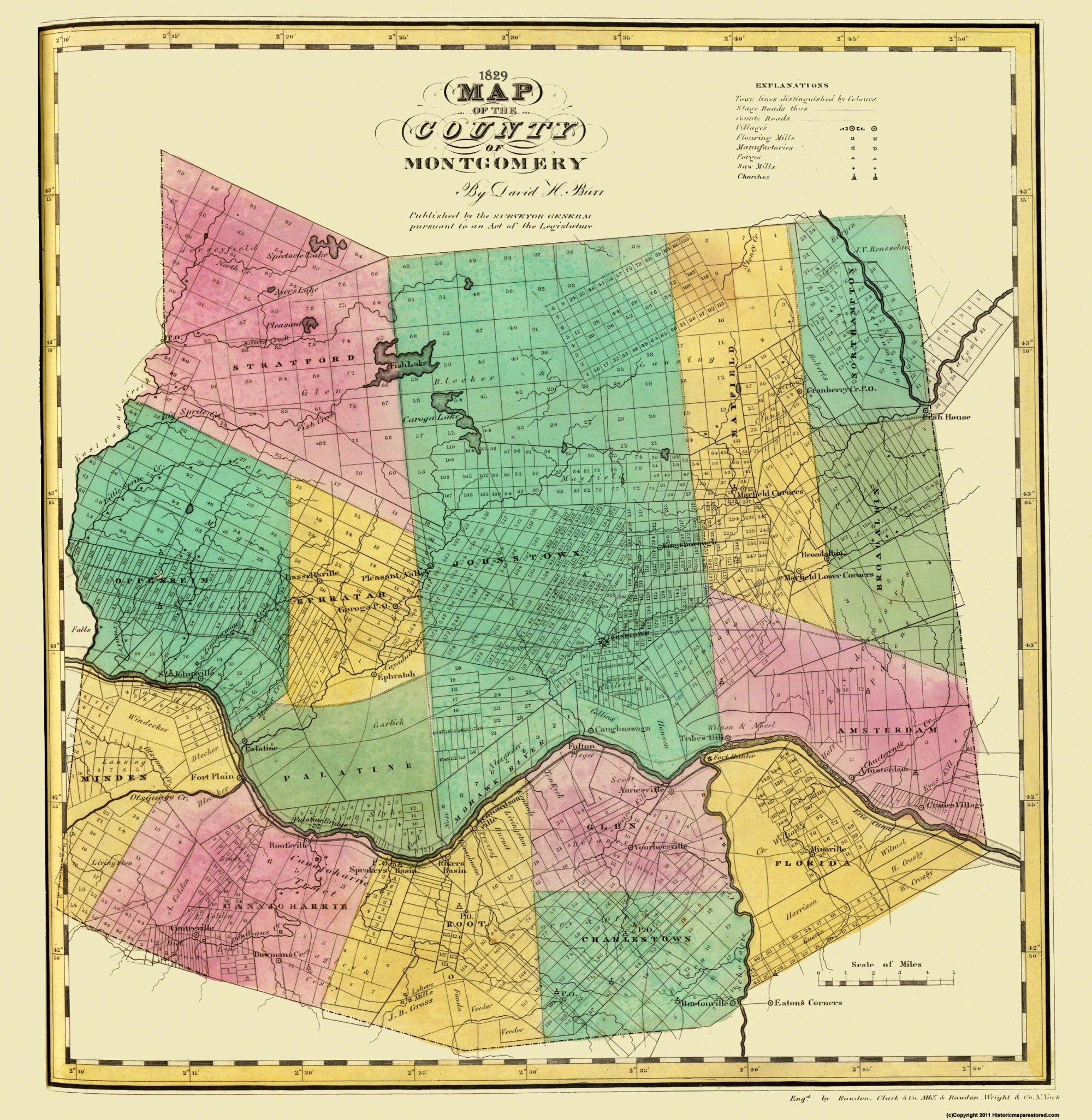 Historic County Map - Montgomery County New York - Burr 1829 - 23 x 23 ...