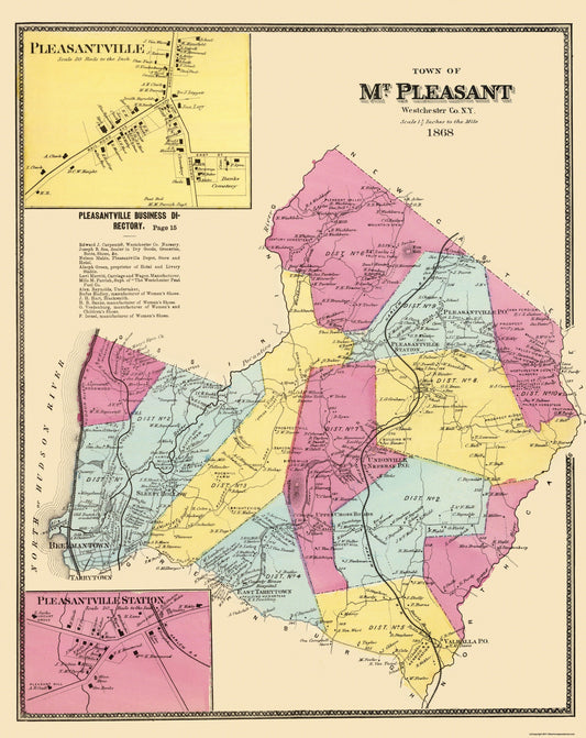 Historic City Map - Mount Pleasant New York - 1868 - 23 x 28.94 - Vintage Wall Art