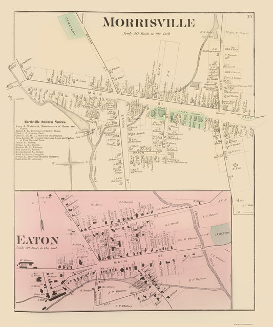 Historic City Map - Morrisville New York - Whitman 1875 - 23 x 27.59 - Vintage Wall Art