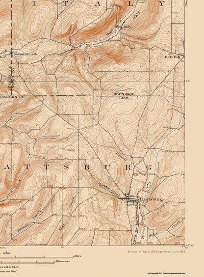 Topographical Map - Naples New York Quad - USGS 1903 - 23 x 31.19 - Vintage Wall Art