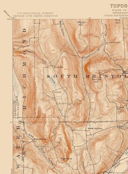 Topographical Map - Naples New York Quad - USGS 1903 - 23 x 31.19 - Vintage Wall Art