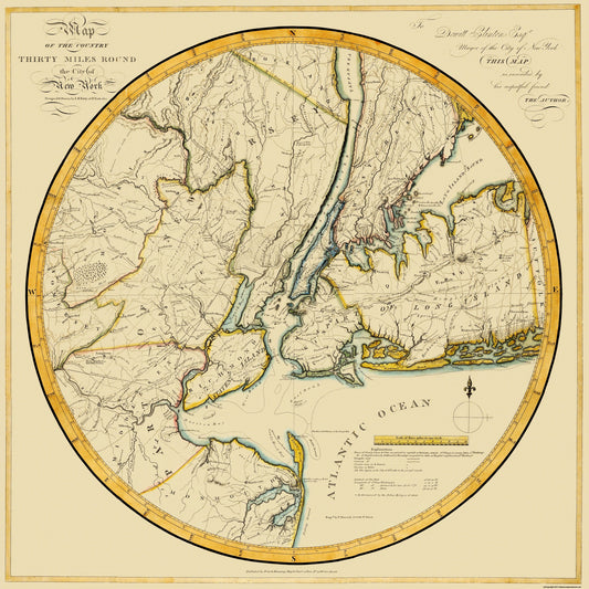 Historic City Map - New York New York - Dunning 1812 - 23 x 23 - Vintage Wall Art